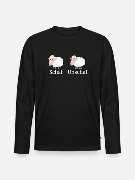 Lustiges Schaf Unschaf Wortwitz Schafe - Männer Premium Bio Langarmshirt - Schwarz