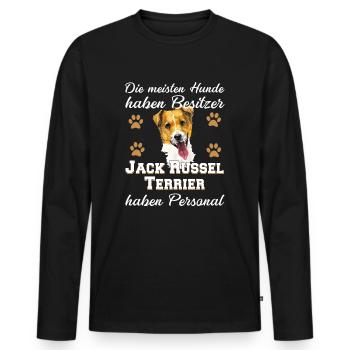 Lustiges Jack Russel Terrier Besitzer Personal - Männer Premium Bio Langarmshirt - Schwarz - Vorne - Nico (187cm)