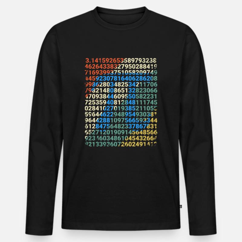 Retro Pi Mathe Vintage Nerd Mathematiker Geschenk - Männer Premium Bio Langarmshirt - Schwarz