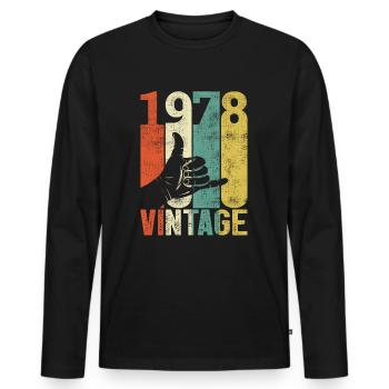 Retro 1978 Birthday Shaka Vintage 70's Gift - Men's Premium Organic Long Sleeve Shirt - black - Front - Nico (187cm)