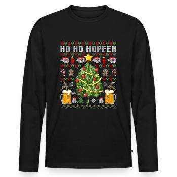 Witziges Ho Ho Hopfen Bier Weihnachtsbaum Geschenk - Männer Premium Bio Langarmshirt - Schwarz - Vorne - Nico (187cm)
