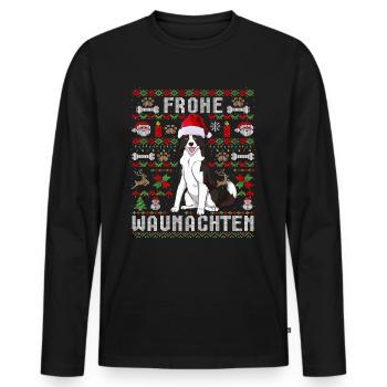 Ugly Christmas Border Collie Noël - T-shirt manches longues Premium bio Homme - noir - Devant - Nico (187cm)