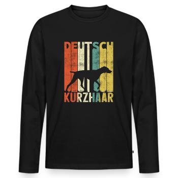 Rétro Allemand Pointer Allemand Chien Vintage - T-shirt manches longues Premium bio Homme - noir - Devant - Nico (187cm)