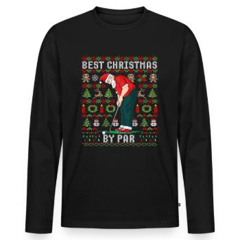 Ugly Christmas Golf Gift Christmas Golfer - Men's Premium Organic Long Sleeve Shirt - black - Front - Nico (187cm)