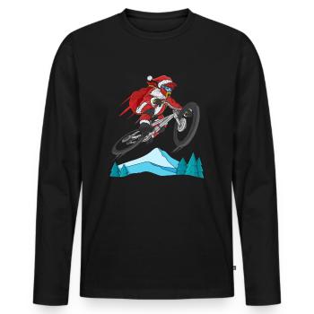 Vélo de montagne VTT BMX cadeau de Noël - T-shirt manches longues Premium bio Homme - noir - Devant - Nico (187cm)