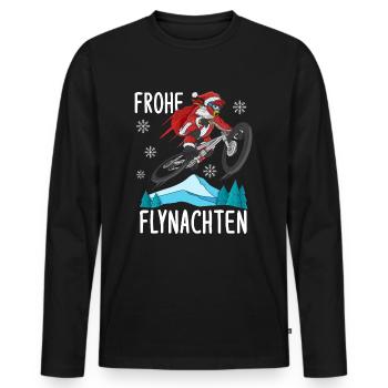 Mountainbike Weihnachtsmann MTB BMX Weihnachten - Männer Premium Bio Langarmshirt - Schwarz - Vorne - Nico (187cm)