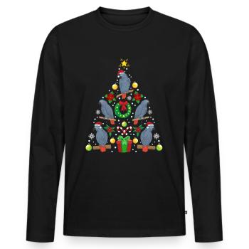 African gray parrot Christmas tree Christmas gift - Men's Premium Organic Long Sleeve Shirt - black - Front - Nico (187cm)