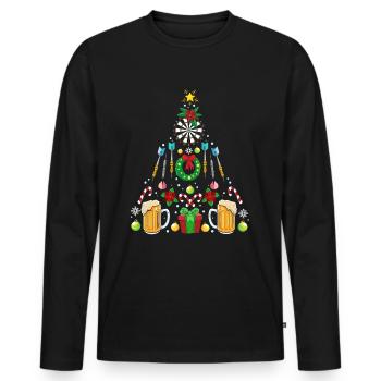 Funny darts Christmas dart player gift - Men's Premium Organic Long Sleeve Shirt - black - Front - Nico (187cm)