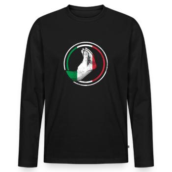 Italien Handgeste Italiener Flagge Geschenk - Männer Premium Bio Langarmshirt - Schwarz - Vorne - Nico (187cm)