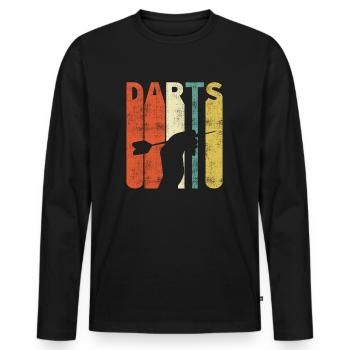Cadeau de joueur de fléchettes triple 20 fléchettes rétro - T-shirt manches longues Premium bio Homme - noir - Devant - Nico (187cm)