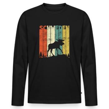 Retro Sweden Flag Sverige Vintage Gift - Men's Premium Organic Long Sleeve Shirt - black - Front - Nico (187cm)