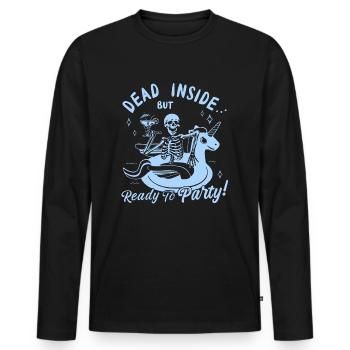Funny Skull + Unicorn - Men's Premium Organic Long Sleeve Shirt - black - Front - Nico (187cm)