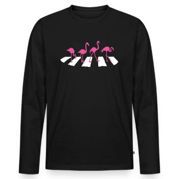 Rosa Flamingo lustiges Rosaflamingo Design - Männer Premium Bio Langarmshirt - Schwarz - Vorne - Nico (187cm)