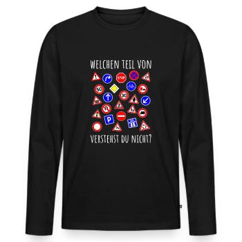 Verkehrsschilder Schilder Führerschein Fahrschule - Männer Premium Bio Langarmshirt - Schwarz - Vorne - Nico (187cm)