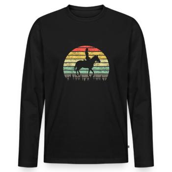 Pferd Reiterin Retro Vintage Sunset Pferde Reiter - Männer Premium Bio Langarmshirt - Schwarz - Vorne - Nico (187cm)