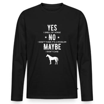 Yes No Maybe Funny Rider Saying Horses Horse - Men's Premium Organic Long Sleeve Shirt - black - Front - Nico (187cm)