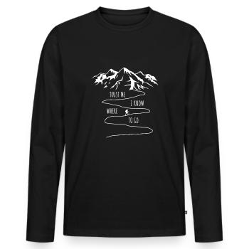 Drôle de citation de randonnée montagne randonnée en montagne - T-shirt manches longues Premium bio Homme - noir - Devant - Nico (187cm)