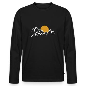 Montagne Panorama Montagnes Soleil Vintage Bavière Autriche - T-shirt manches longues Premium bio Homme - noir - Devant - Nico (187cm)