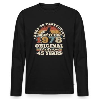 April 1978 - 45 Jahre alt - 45. Geburtstag - Männer Premium Bio Langarmshirt - Schwarz - Vorne - Nico (187cm)