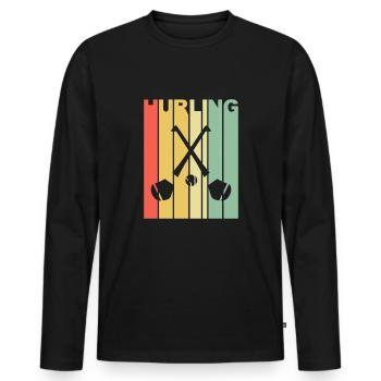 Gaélique Football Rétro Vintage Hurling Irlande - T-shirt manches longues Premium bio Homme - noir - Devant - Nico (187cm)