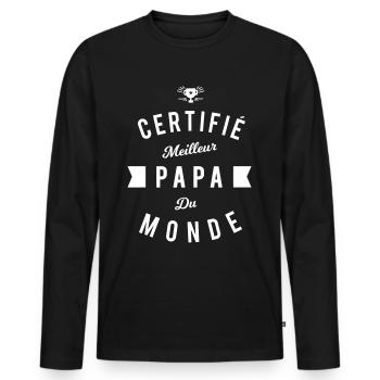 Certifier meilleur papa du monde - T-shirt manches longues Premium bio Homme - noir - Devant - Nico (187cm)