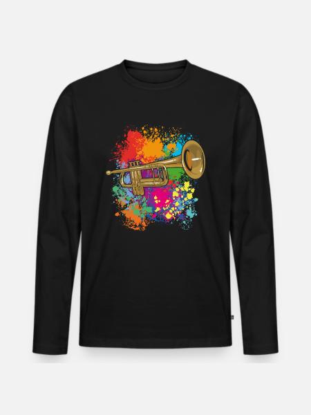 Trumpet on farbklecksen - Men's Premium Organic Long Sleeve Shirt - black