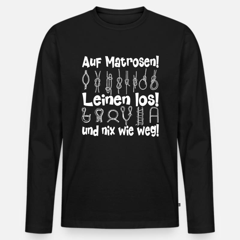 Auf Matrosen! Leinen los! - Männer Premium Bio Langarmshirt - Schwarz