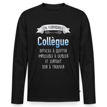 Homme collegue départ en retraite - T-shirt manches longues Premium bio Homme - noir - Devant - Nico (187cm)
