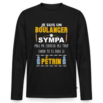 Boulanger sympa et pétrin Boulangerie - T-shirt manches longues Premium bio Homme - noir - Devant - Nico (187cm)