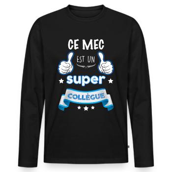 Collègue entreprise Cadeau ami et collègue - T-shirt manches longues Premium bio Homme - noir - Devant - Nico (187cm)