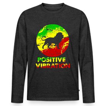 Lion Rasta - T-shirt manches longues Premium bio Homme - anthracite chiné - Devant - Nico (187cm)