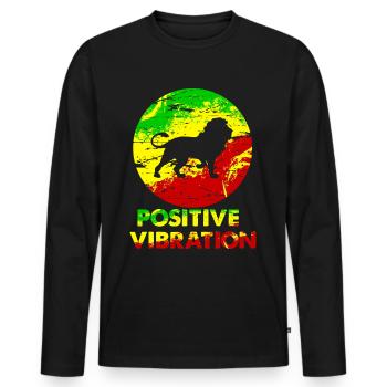 Lion Rasta - Men's Premium Organic Long Sleeve Shirt - black - Front - Nico (187cm)