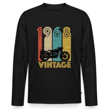 53 years anniversary biker born in 1968 motorcycle gift - Men's Premium Organic Long Sleeve Shirt - black - Front - Nico (187cm)