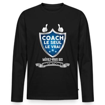 Coach humour drole pour mon coach préféré - T-shirt manches longues Premium bio Homme - noir - Devant - Nico (187cm)