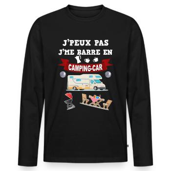 Camping-car humour je me barre en camping-car - T-shirt manches longues Premium bio Homme - noir - Devant - Nico (187cm)