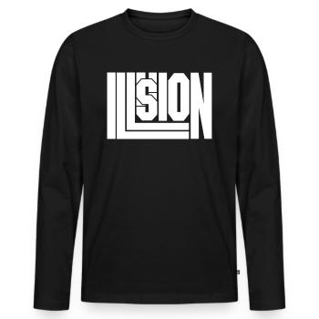 Illusion - T-shirt manches longues Premium bio Homme - noir - Devant - Nico (187cm)