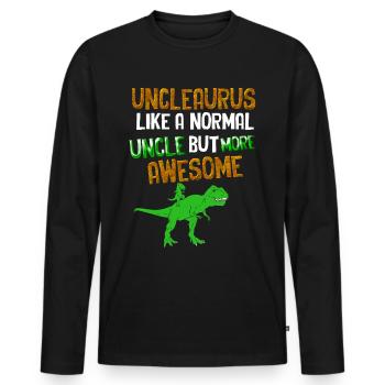 Unclesaurus T Rex Dinosaur Uncle Dinosaur - T-shirt manches longues Premium bio Homme - noir - Devant - Nico (187cm)