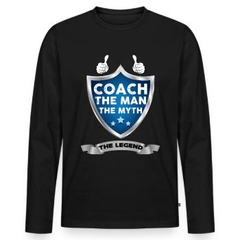 Coach The Legend Gift Man - Männer Premium Bio Langarmshirt - Schwarz - Vorne - Nico (187cm)