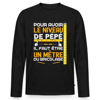 Pépé bricoleur Papy Bricolage - T-shirt manches longues Premium bio Homme - noir - Devant - Nico (187cm)
