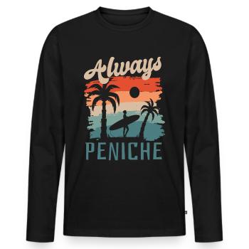 Peniche Portugal Surfen Surfing Supertubos - T-shirt manches longues Premium bio Homme - noir - Devant - Nico (187cm)