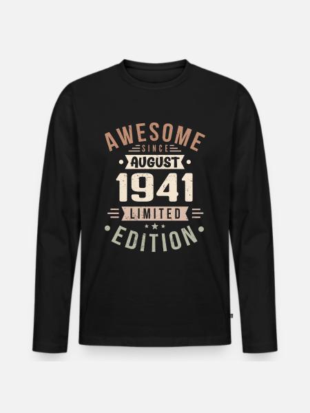 August 1941 Birthday in August 1941 Vintage 1941 - Men's Premium Organic Long Sleeve Shirt - black