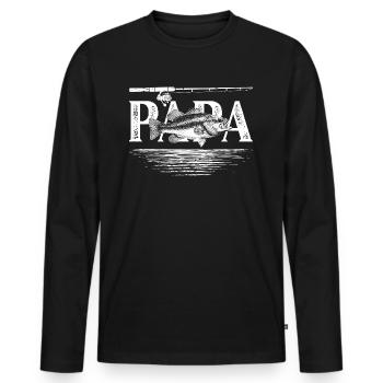 Pêche Vintage Homme Papa Pêcheur - T-shirt manches longues Premium bio Homme - noir - Devant - Nico (187cm)