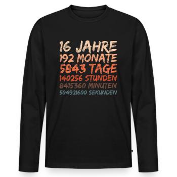 16 Jahre Geburtstag Hochzeitstag Jubiläum - Männer Premium Bio Langarmshirt - Schwarz - Vorne - Nico (187cm)