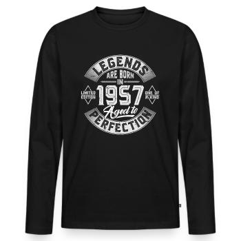 Né en 1957 Legends Cadeau d’anniversaire - T-shirt manches longues Premium bio Homme - noir - Devant - Nico (187cm)