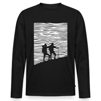 Hiking - (6) - Men's Premium Organic Long Sleeve Shirt - black - Front - Nico (187cm)