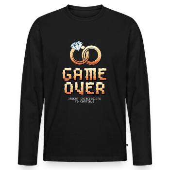 Mariage ?! Game over.. Humour Sarcastique EVG EVJF - T-shirt manches longues Premium bio Homme - noir - Devant - Nico (187cm)