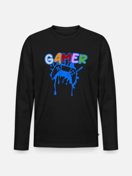 Gamer-Spielkonsole - Männer Premium Bio Langarmshirt - Schwarz