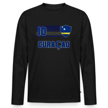 Curaçao - Männer Premium Bio Langarmshirt - Schwarz - Vorne - Nico (187cm)