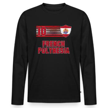 Polynésie française - T-shirt manches longues Premium bio Homme - noir - Devant - Nico (187cm)