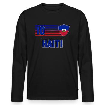 Haiti - Men's Premium Organic Long Sleeve Shirt - black - Front - Nico (187cm)